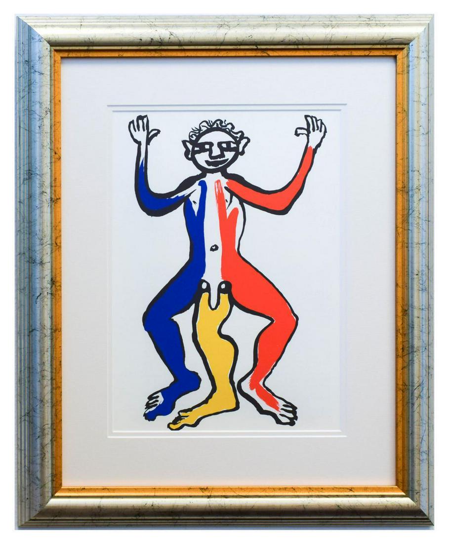 Alexander Calder- Lithograph "DLM212 - Un patriote": Artist: Alexander Calder. Medium: Lithograph. Title: DLM212 - Un patriote. Size (Unframed): 15" x 11". Size (Framed): 23.5" x 19". Certificate of Authenticity: Is included. Additional: Year : 1975. Re