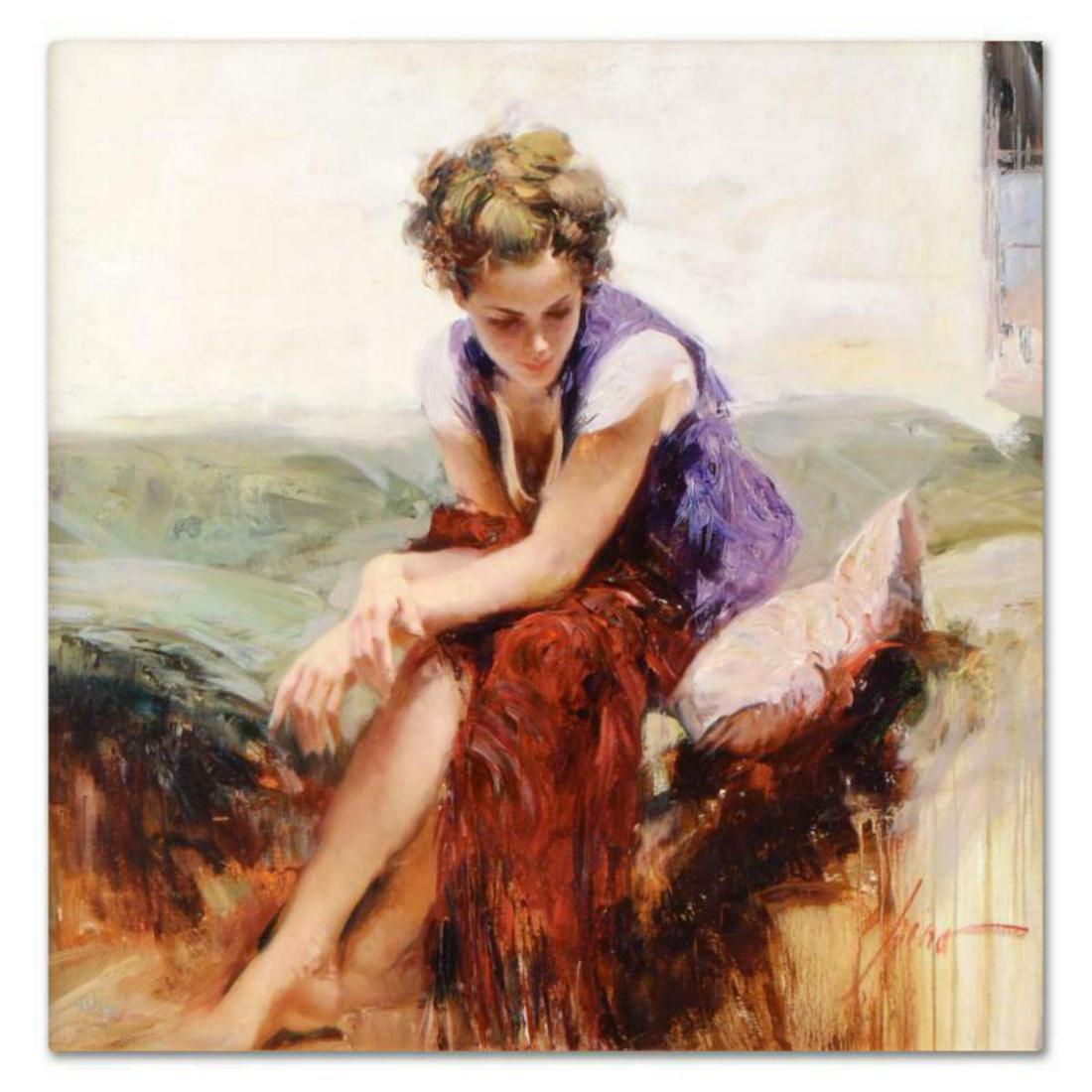 Pino (1939-2010), "Francesca" Artist Embellished: "Francesca" is a limited edition giclee on stretched canvas that has been hand-embellished by Pino himself, Numbered and Hand signed by Pino (1939-2010). Includes Certificate of Authenticity. Measures