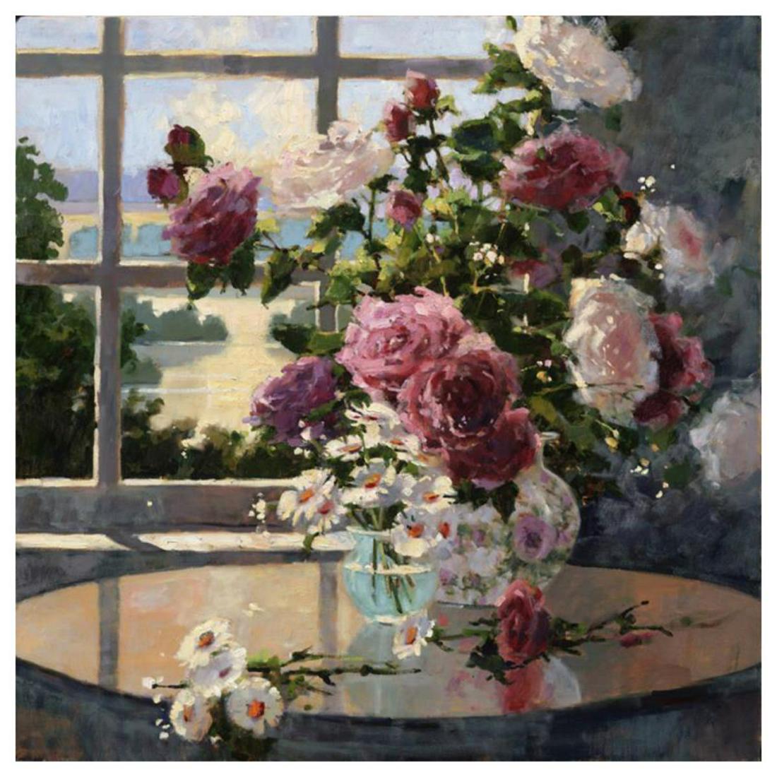 Marilyn Simandle, "Morning Roses" Hand Embellished (1 of 1)