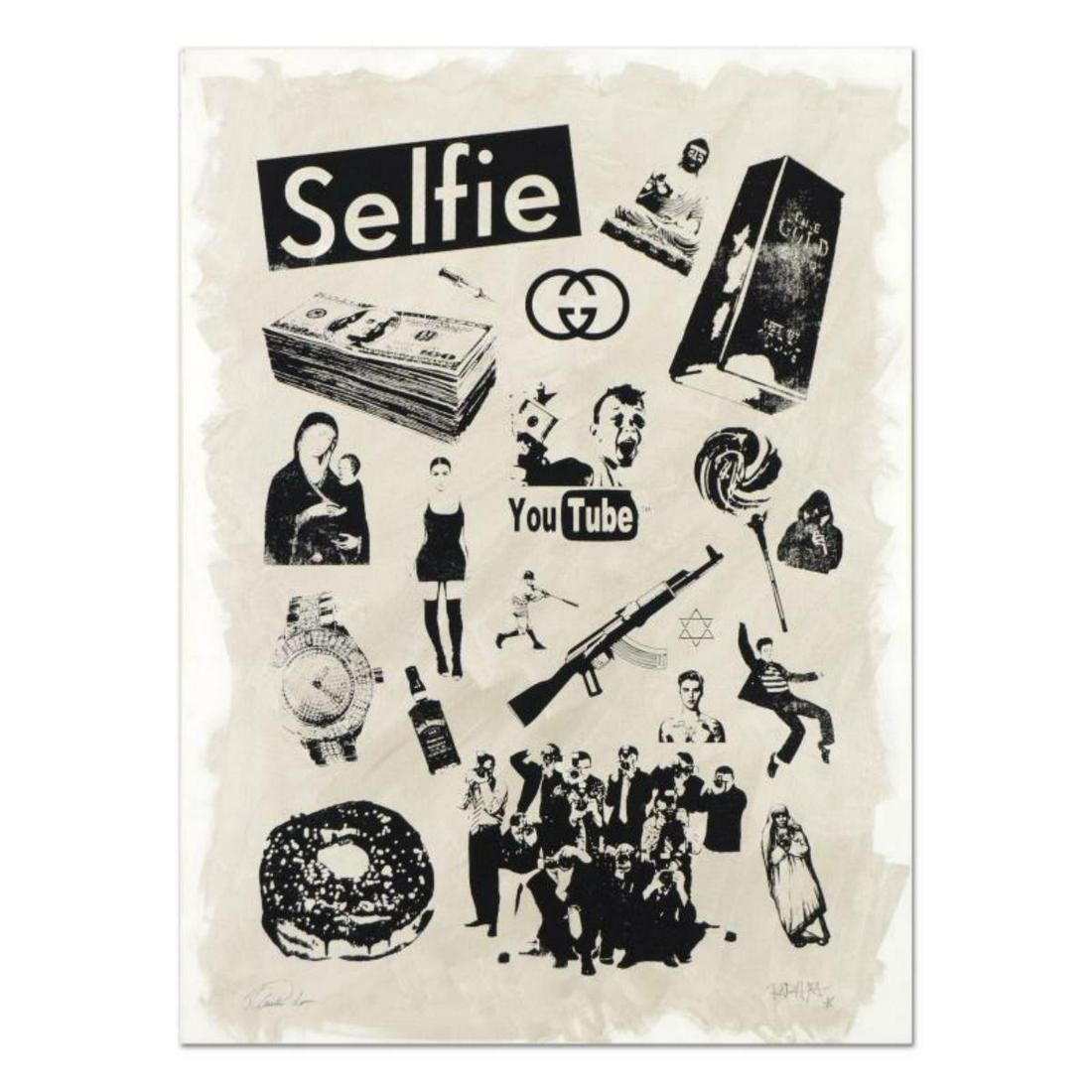 Padhia Avocado, "False Idols II: Plastic Jesus": "False Idols II: Plastic Jesus" is a one-of-a-kind hand painted silkscreen mixed media on canvas, hand signed by the artist. Includes Letter of Authenticity. Measures approx. Measures approx. 22" x 30