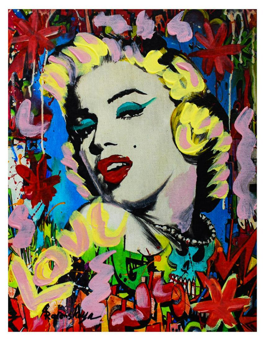 Nastya Rovenskaya- Mixed Media "Marilyn Monroe I": Artist: Nastya Rovenskaya. Medium: Mixed Media. Title: Marilyn Monroe I. Size (Unframed): 10" x 8". Certificate of Authenticity: From the publisher. Reference# 13468.
