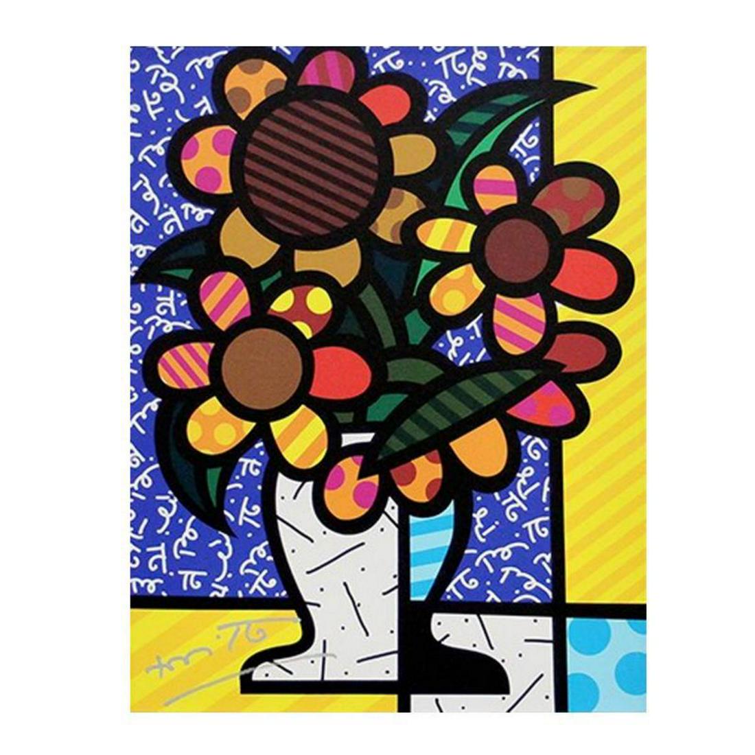 Romero Britto "New Sunflower" Hand Signed Giclee on (1 of 1)
