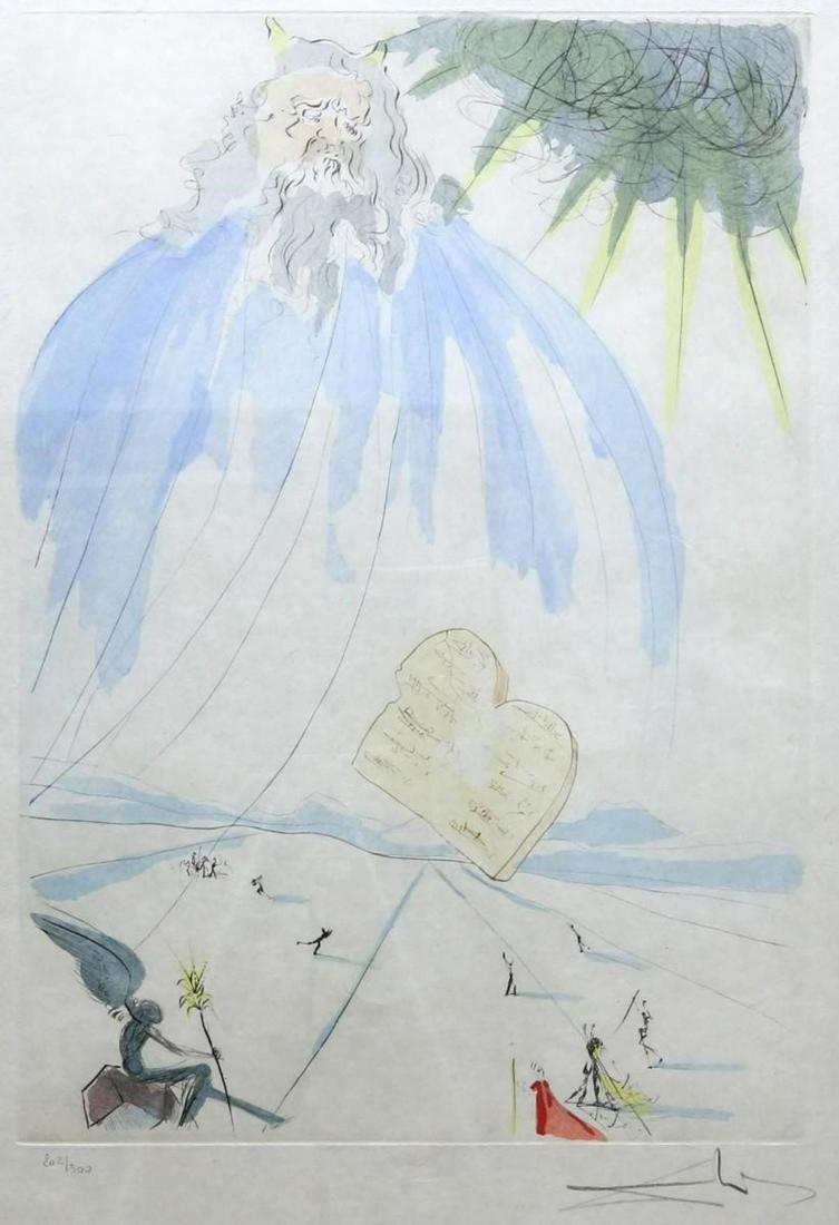Salvador Dali  Ething on paper with watercolor  "Moses" (1 of 1)