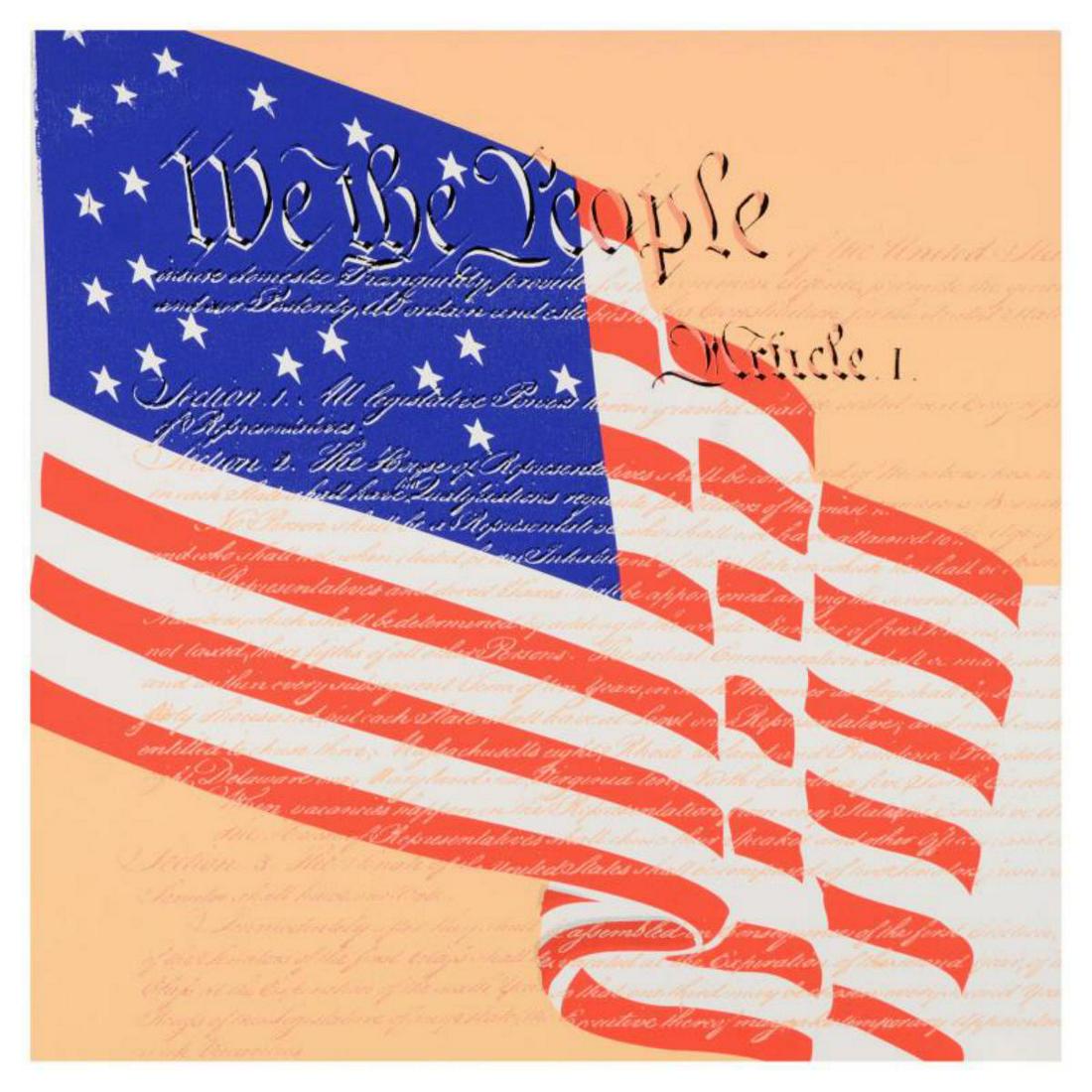 Steve Kaufman (1960-2010) "We the People" Limited: "We the People" is a limited edition hand pulled silkscreen on canvas by Andy Warhol protege Steve Kaufman (1960-2010). This piece is numbered 17/50 and hand signed inverso. Includes Certificate of Au