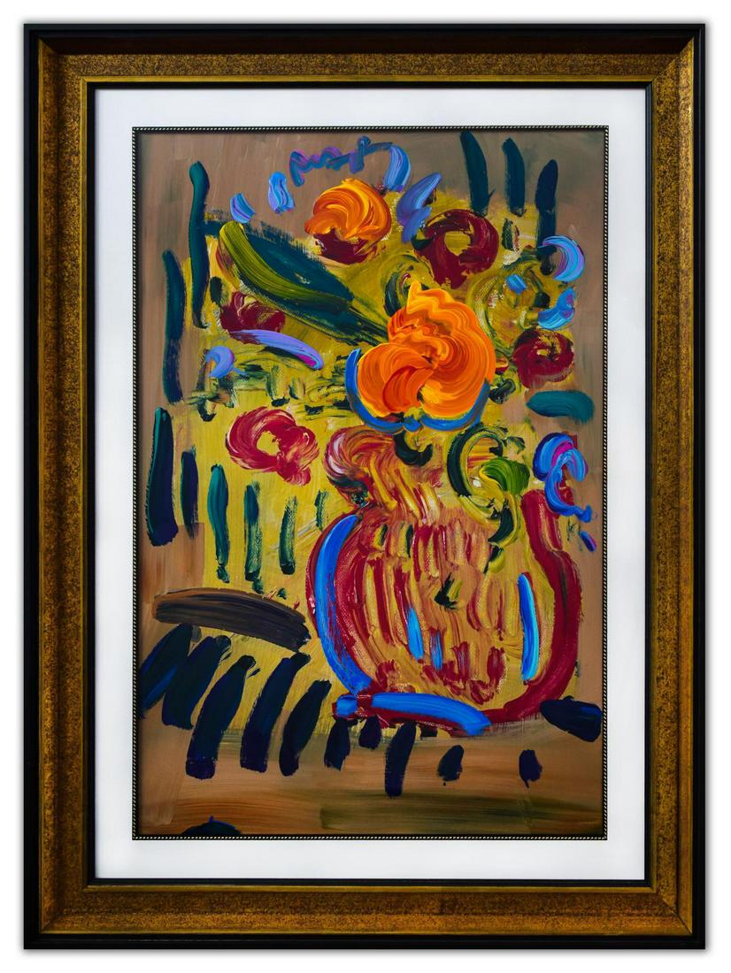 Peter Max- Original Mixed Media "Vase of Flowers" (1 of 4)