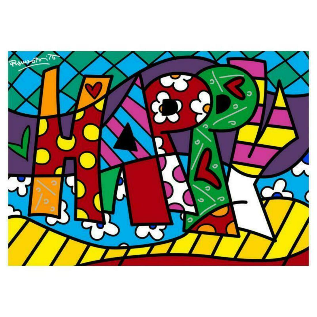 Romero Britto "Happy Mini Word" Hand Signed Giclee on (1 of 2)