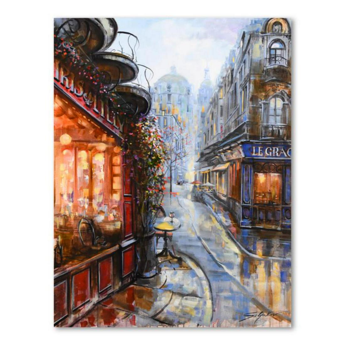 Vadik Suljakov, "Paris in the Rain" Original Oil (1 of 2)