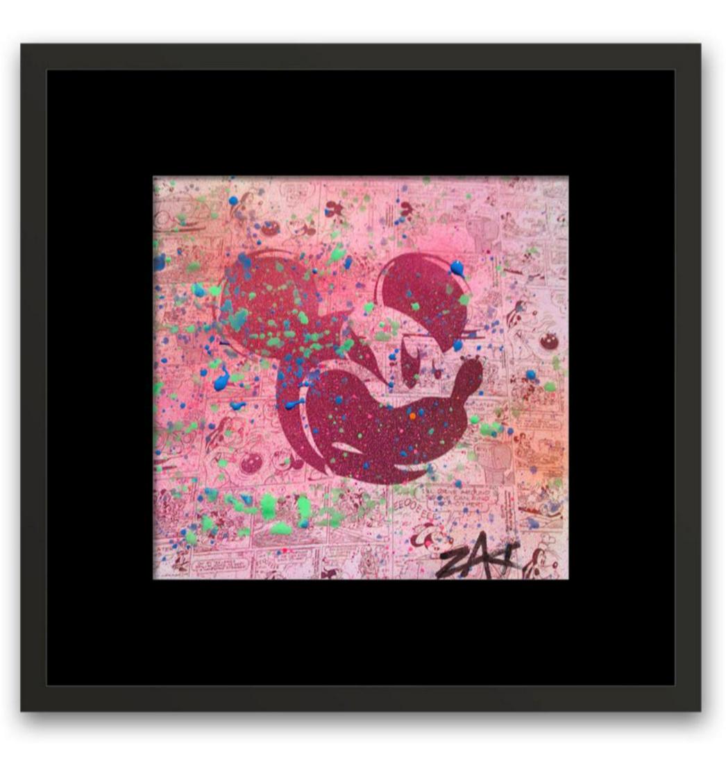 E.M. Zax One of a kind 3D Mixed Media on paper "Mickey" (1 of 2)