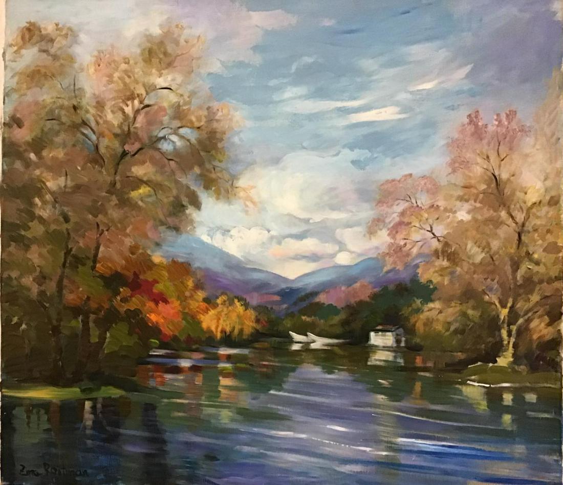 Zina Roitman- Original Oil on Canvas "Lake in Summer" (1 of 1)