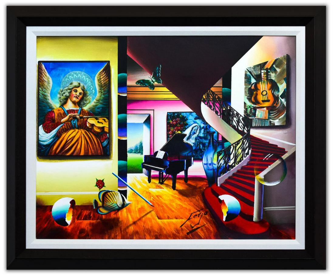 Ferjo- Original Oil on Canvas "Mystical Music": Artist: Ferjo. Medium: Original Oil on Canvas. Title: Mystical Music. Size (Unframed): 22" x 28". Size (Framed): 28" x 34". Certificate of Authenticity: Is included. Additional: Custom framed. Referen