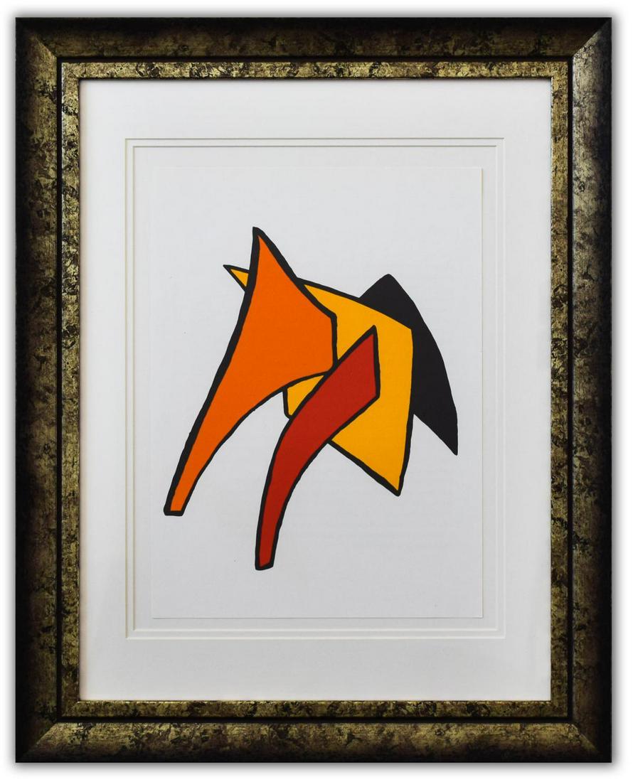 Alexander Calder- Lithograph "DLM141 - Lune jaune et: Artist: Alexander Calder. Medium: Lithograph. Title: DLM141 - Lune jaune et porc qui pique. Size (Unframed): 15" x 11". Size (Framed): 25" x 20". Certificate of Authenticity: Is included. Additional: 