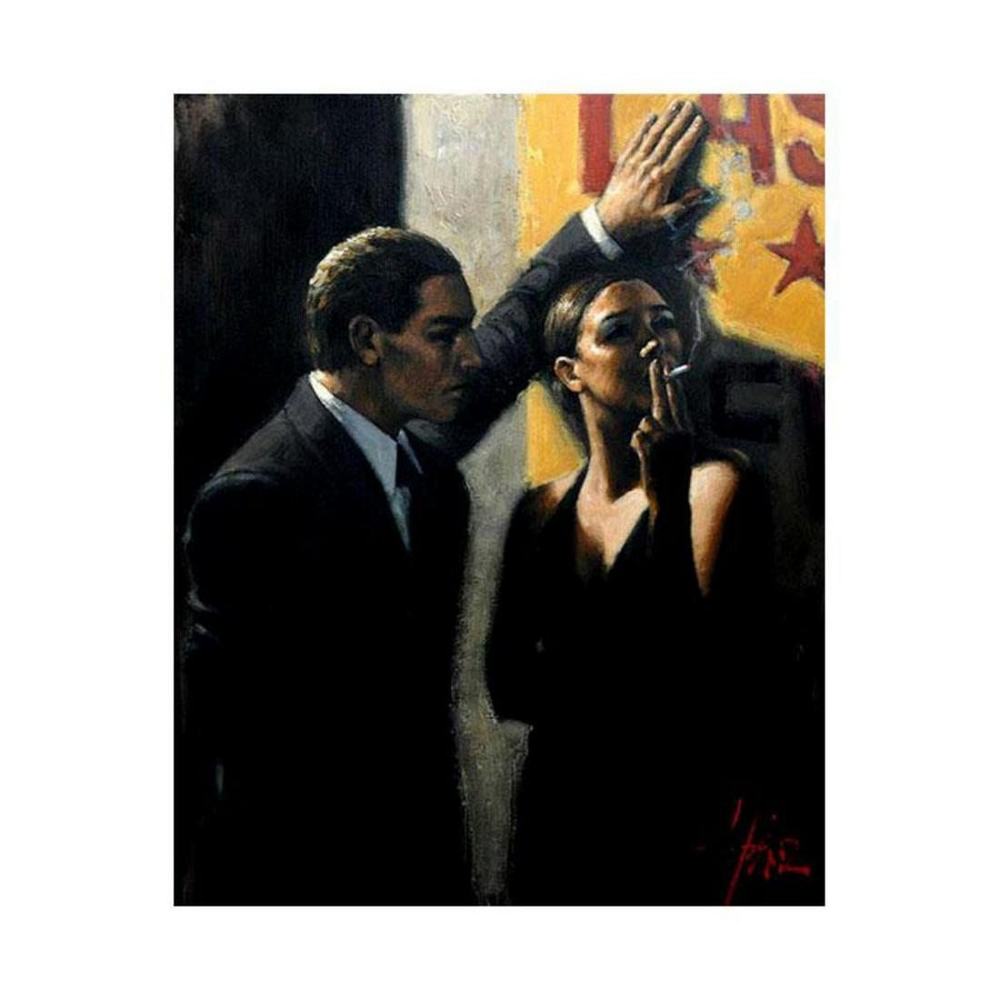 Fabian Perez, "El Verso" Hand Textured Limited Edition: "El Verso" is a hand textured limited edition giclee on stretched canvas by Fabian Perez. The piece is numbered and hand signed. Includes a certificate of authenticity. Measures approximately 25" x 20