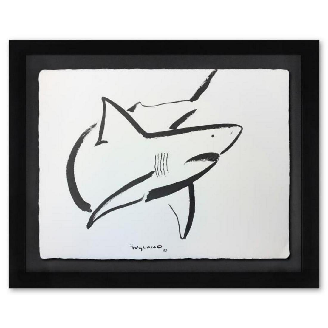 Wyland, "Great White" Framed Original Watercolor (1 of 2)