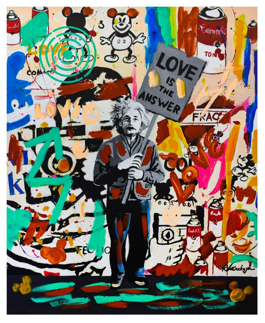 Nastya Rovenskaya- Mixed Media "Einstein's Placard" (1 of 1)