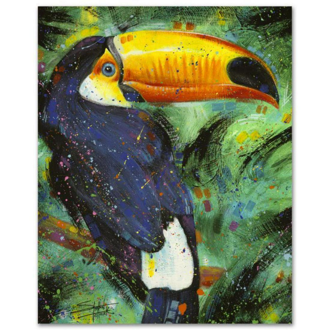 "Toucan" Limited Edition Giclee on Canvas by Stephen: With bright colors and expressive lines, Stephen Fishwick puts a unique spin on pop culture portraits. "Toucan" is a limited edition giclee on stretched canvas, numbered and bears the artist's authori