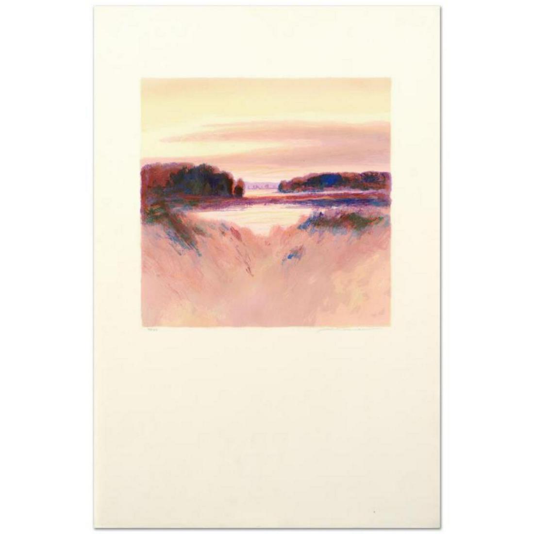 Peter Pettegrew -"Daybreak Vista II" Limited Edition: "Daybreak Vista II" is a limited edition offset lithograph on paper by Peter Pettegrew, Numbered and hand signed by the artist! Measures approx. 19.5" x 29" (with border), 14" x 14" (image). Reference