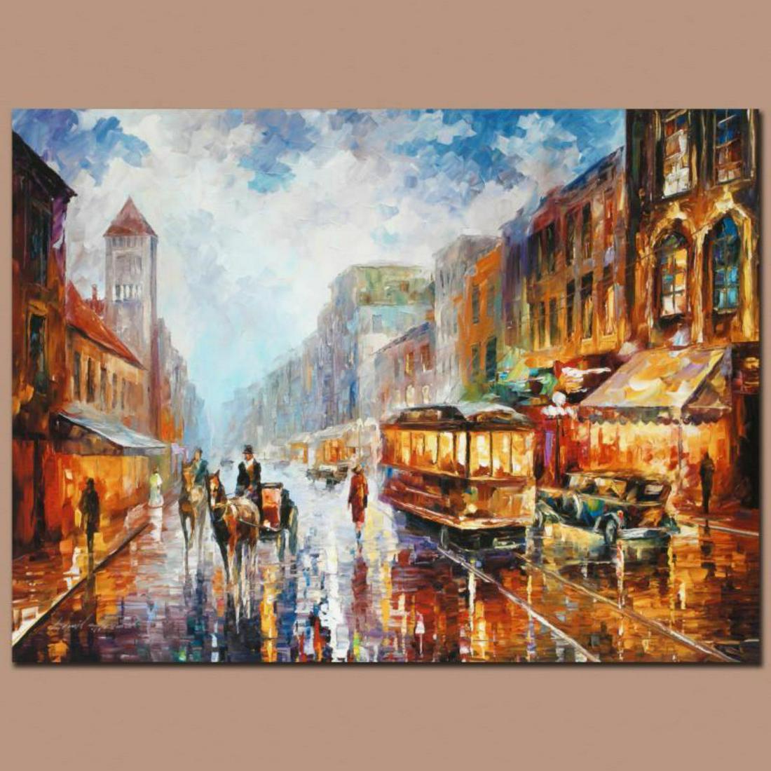 Leonid Afremov (1955-2019) "Paris 1925" Limited Edition: Leonid Afremov's (1955-2019) masterful use of color and texture make his paintings unique collectibles that are sure to brighten any wall. "Paris 1925" is a limited edition giclee on canvas. The piece