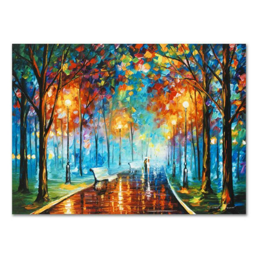 Leonid Afremov (1955-2019) "Misty Mood" Limited Edition: Leonid Afremov's (1955-2019) masterful use of color and texture make his paintings unique collectibles that are sure to brighten any wall. "Misty Mood" is a limited edition giclee on canvas. The piece