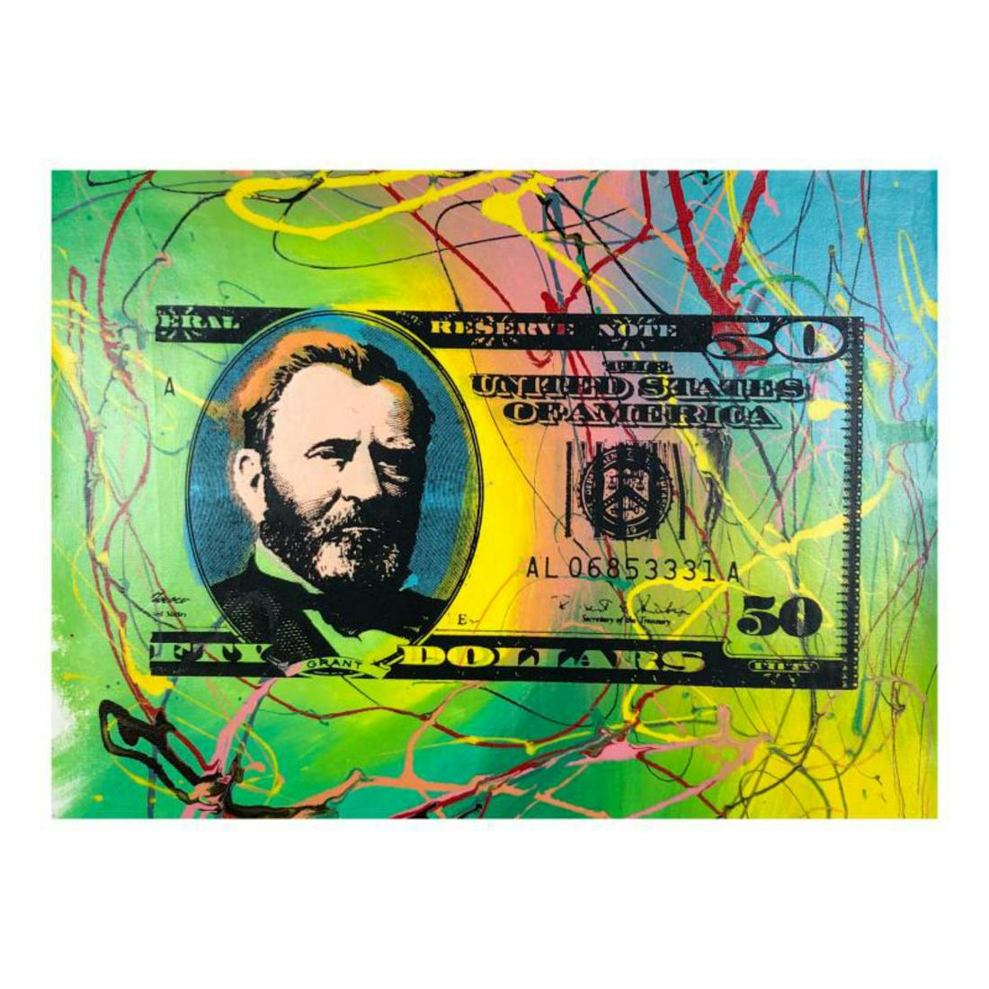Steve Kaufman (1960-2010) "50 Dollar Bill" Hand Signed (1 of 2)