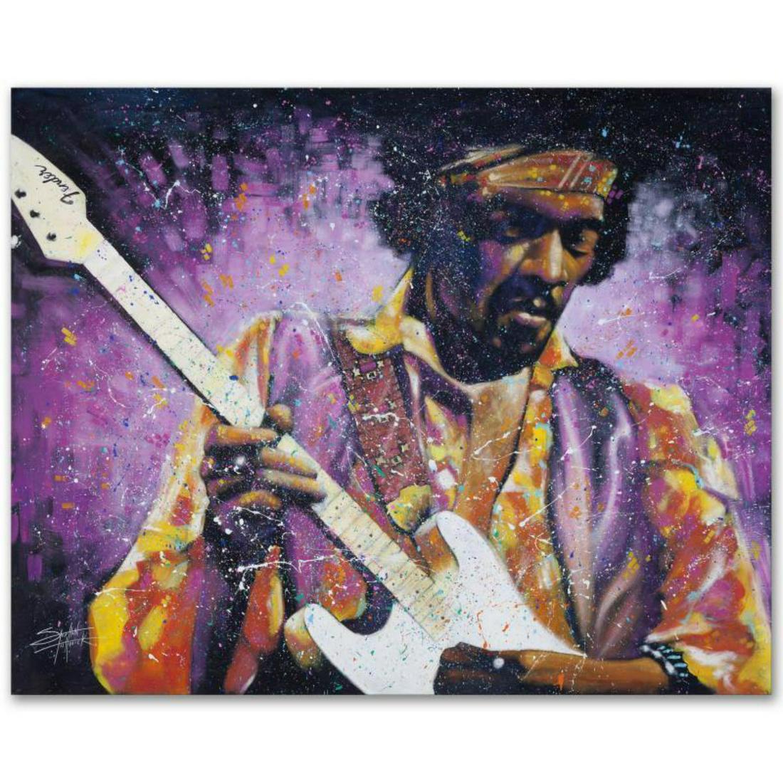 "Watchtower" Limited Edition Giclee on Canvas by: With bright colors and expressive lines, Stephen Fishwick puts a unique spin on pop culture portraits. "Watchtower" is a limited edition giclee on stretched canvas, numbered and bears the artist's aut