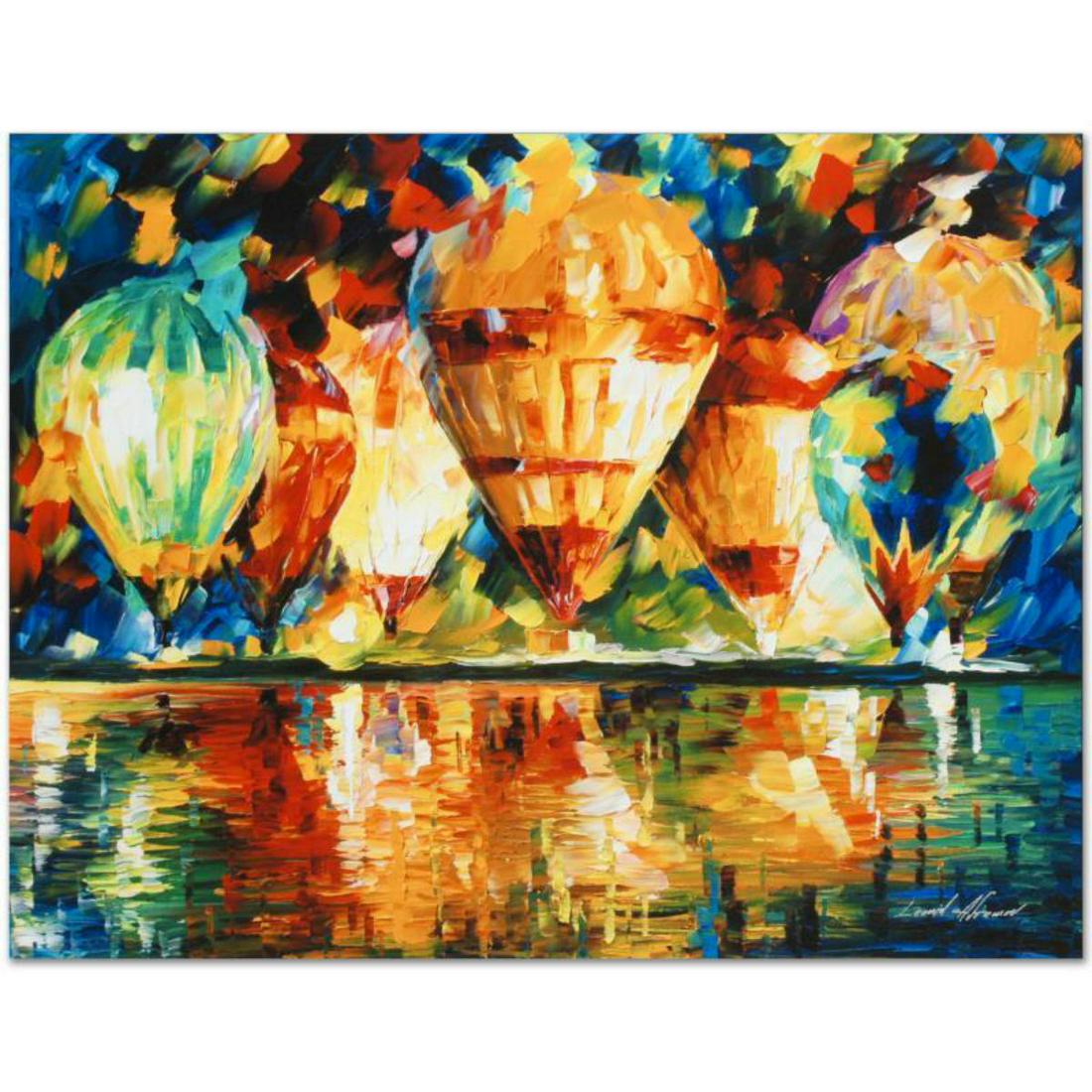 Leonid Afremov (1955-2019) "Balloon Show" Limited: Leonid Afremov's (1955-2019) masterful use of color and texture make his paintings unique collectibles that are sure to brighten any wall. "Balloon Show" is a limited edition giclee on canvas. The pie