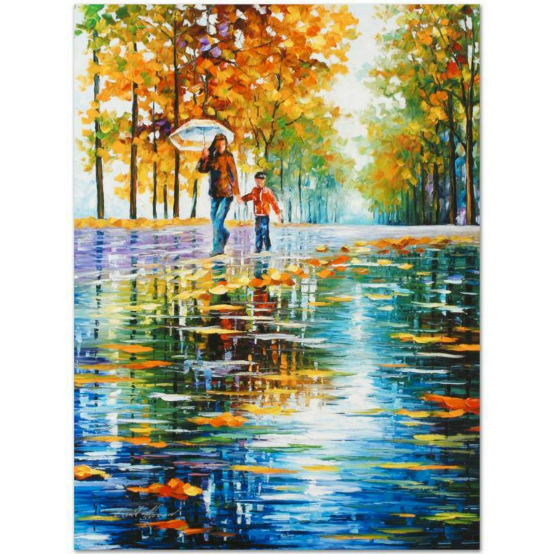 Leonid Afremov (1955-2019) "Stroll in an Autumn Park": Leonid Afremov's (1955-2019) masterful use of color and texture make his paintings unique collectibles that are sure to brighten any wall. "Stroll in an Autumn Park" is a limited edition giclee on can