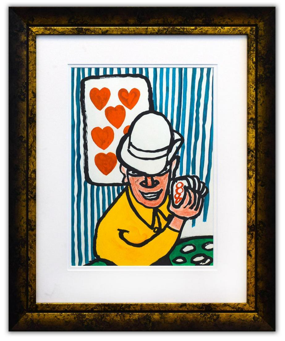 Alexander Calder- Lithograph "DLM212 - Joueurs de: Artist: Alexander Calder. Medium: Lithograph. Title: DLM212 - Joueurs de cartes II. Size (Unframed): 15" x 11". Size (Framed): 25" x 20". Certificate of Authenticity: Is included. Additional: Year : 1