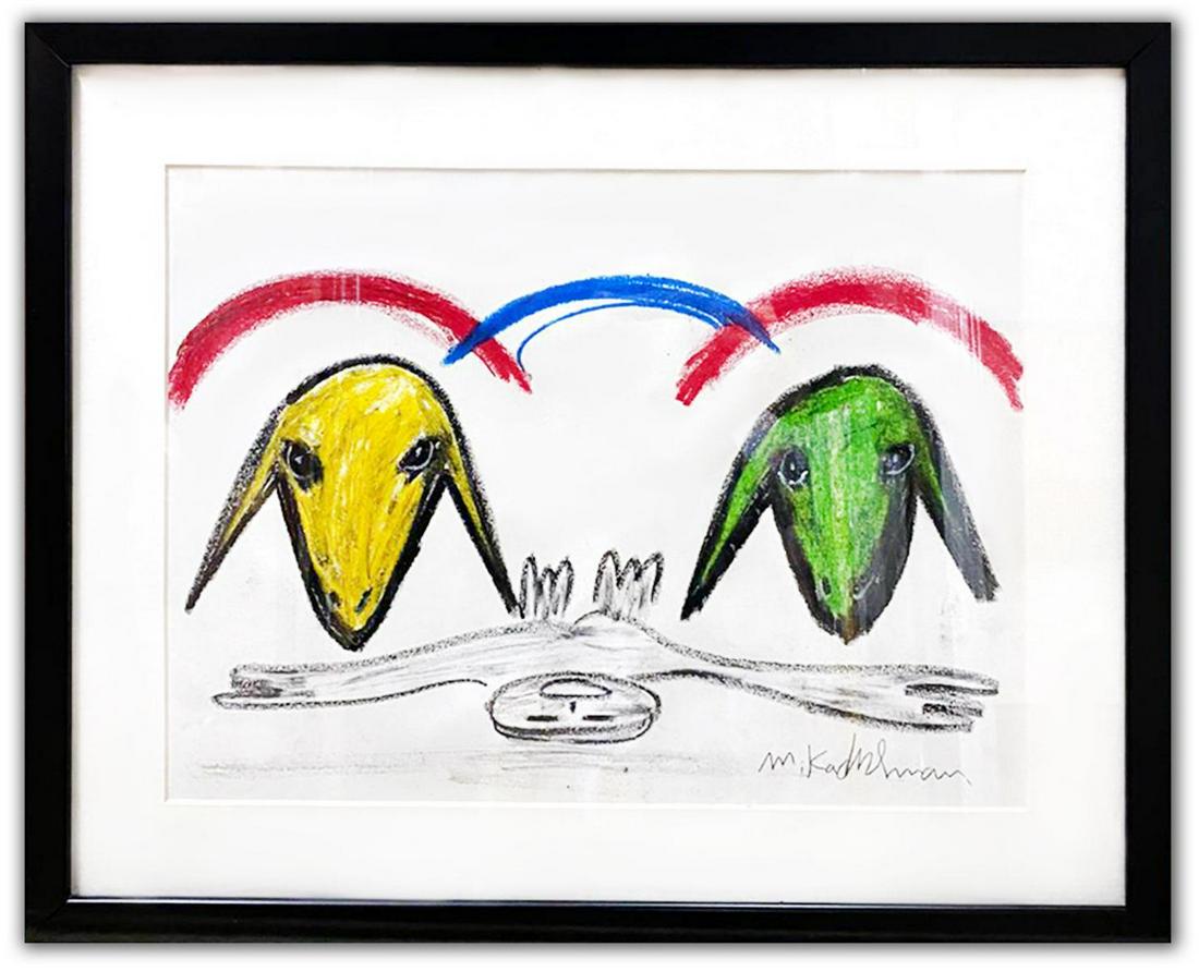 Menashe Kadishman- Pastel on Paper "Untitled" (1 of 1)