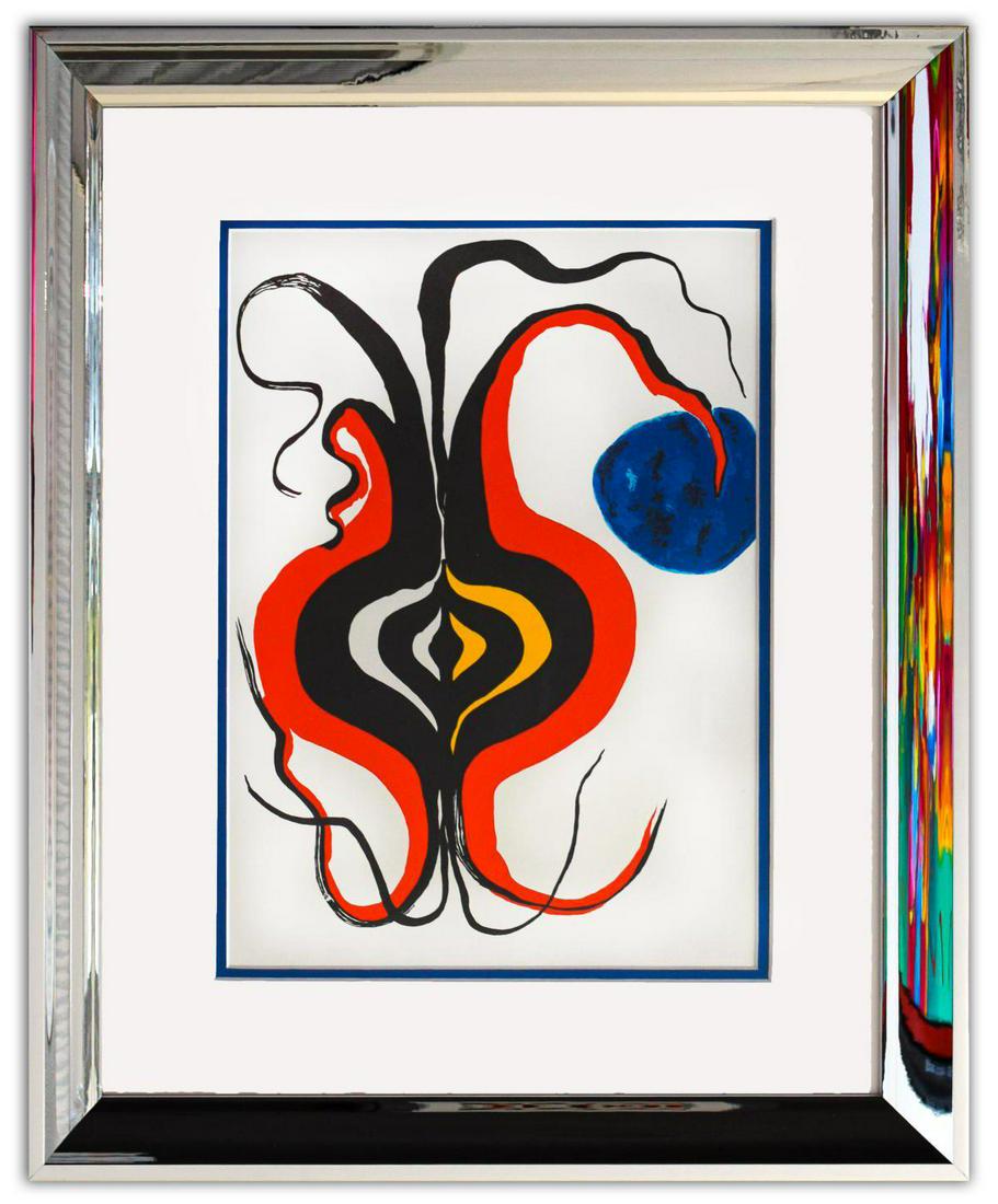Alexander Calder- Lithograph "DLM156 - Bulbe": Artist: Alexander Calder. Medium: Lithograph. Title: DLM156 - Bulbe. Size (Unframed): 15" x 11". Size (Framed): 23" x 19". Certificate of Authenticity: Is included. Additional: Custom framed. Referenc