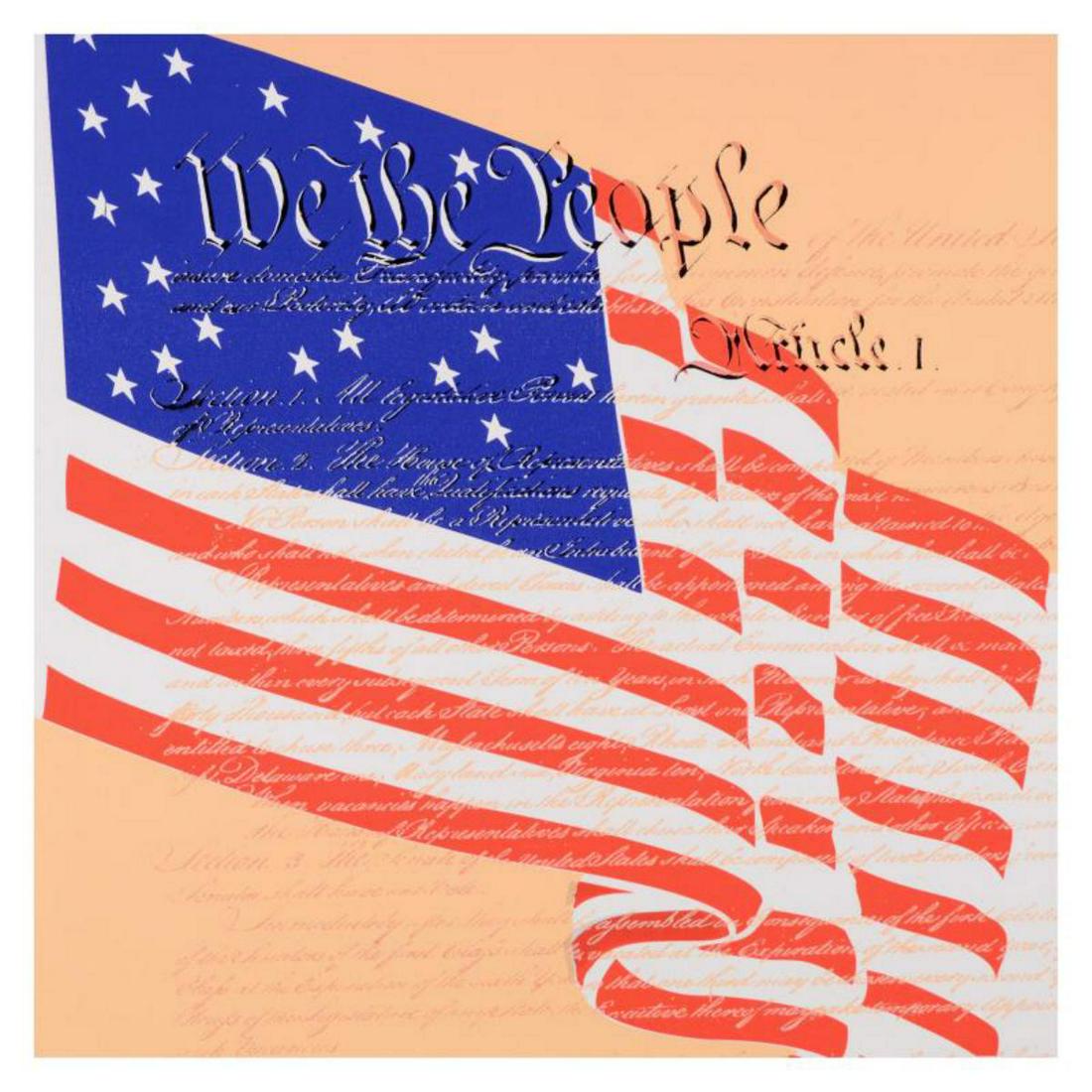 Steve Kaufman (1960-2010) "We the People" Limited: "We the People" is a limited edition hand pulled silkscreen on canvas by Andy Warhol protege Steve Kaufman (1960-2010). This piece is numbered 18/50 and hand signed inverso. Includes Certificate of au