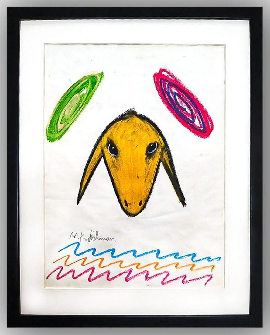 Menashe Kadishman- Pastel on Paper "Untitled" (1 of 1)