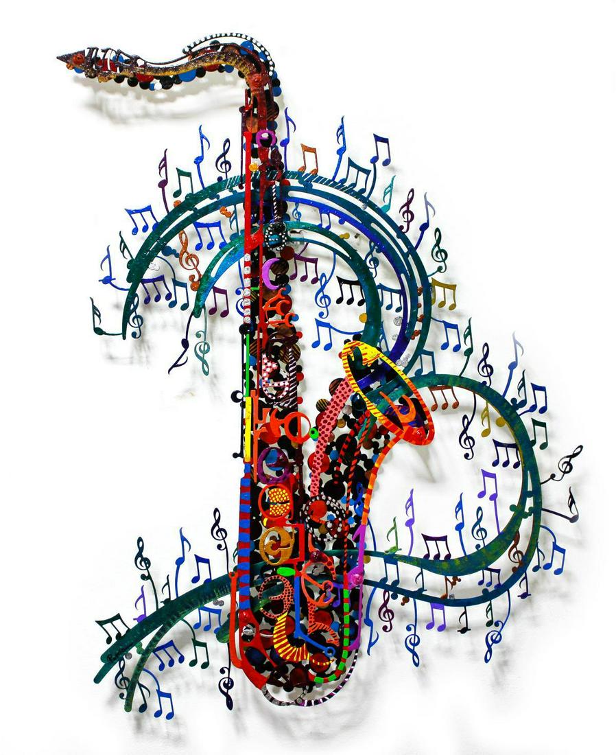 Patricia Govezensky- Original Painting on Cutout Steel: Artist: Patricia Govezensky. Medium: Original Painting on Cutout Steel. Title: Orchestra. Size (Unframed): 26" x 20". Certificate of Authenticity: From the publisher . Additional: 3 Layers of Cutout S