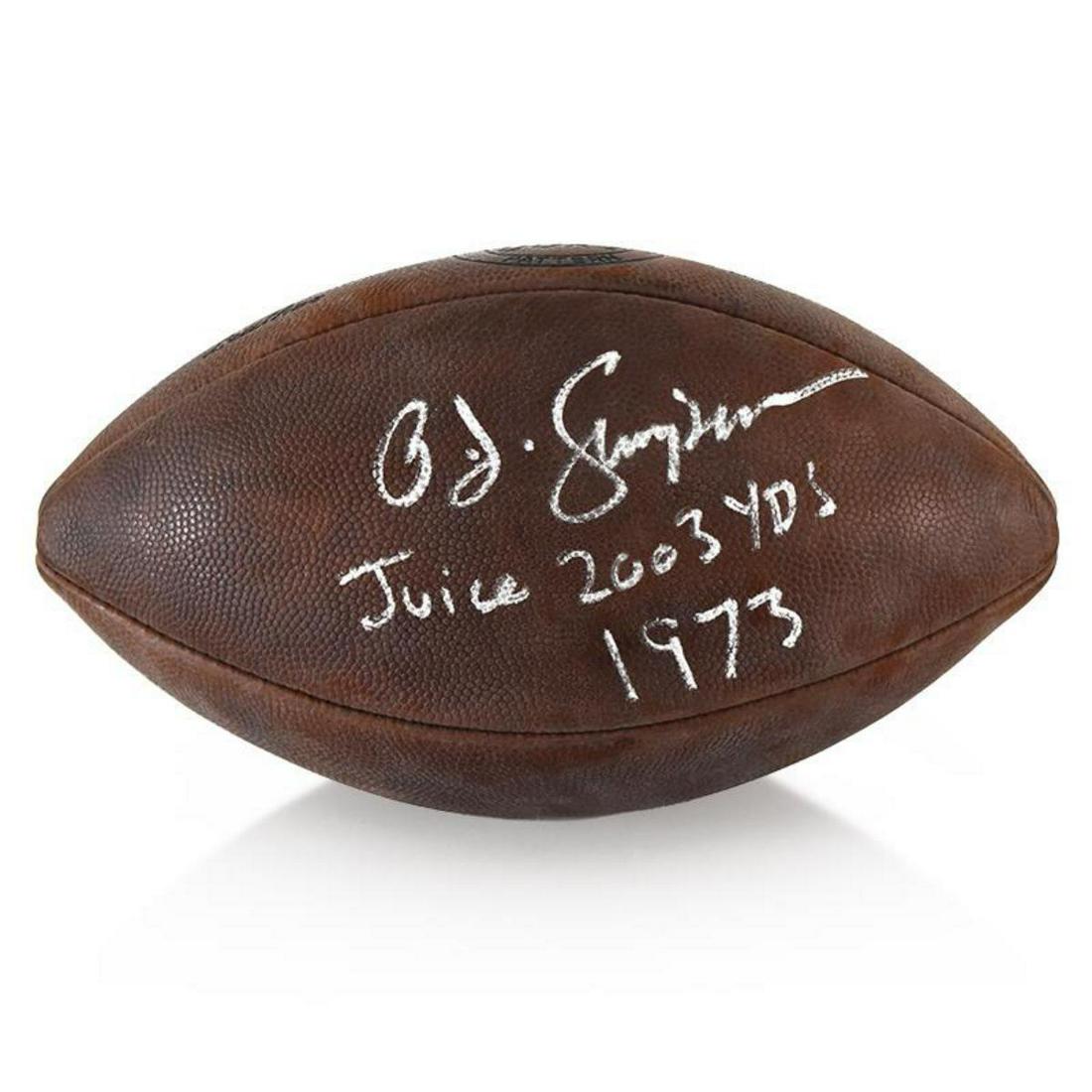 Hand Autographed Wilson Football by O.J. Simpson with (1 of 3)