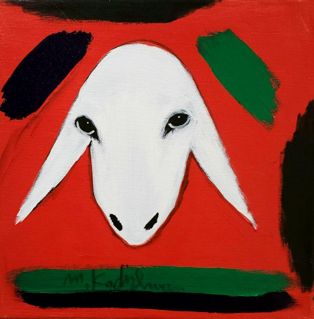 Menashe Kadishman Original Acrylic on canvas: Artist: Menashe Kadishman. Medium: Original Acrylic on canvas. Title: . Signature: Hand Signed. Size: 12x12". Certificate of authenticity: Is included. Reference# 30587.