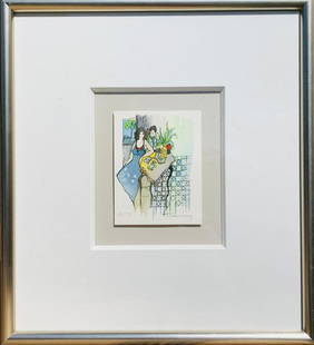 Itzchak Tarkay Serigraph on paper "CafÃ©": Artist: Itzchak Tarkay. Medium: Serigraph on paper. Title: CafÃ©. Size: 6x4". Frame Size: 24x18". Reference# 31038.