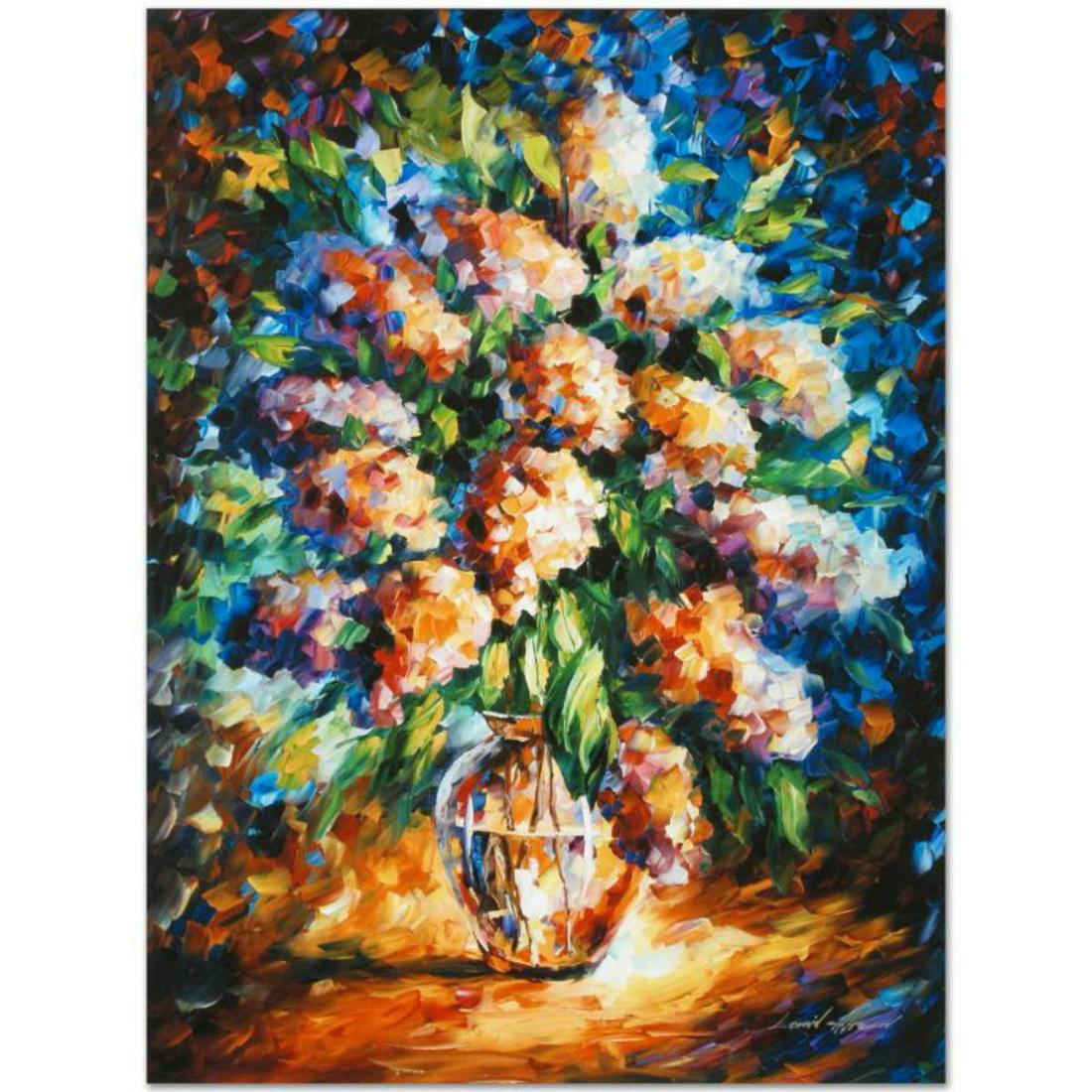 Leonid Afremov (1955-2019) "A Thoughtful Gift" Limited: Leonid Afremov's (1955-2019) masterful use of color and texture make his paintings unique collectibles that are sure to brighten any wall. "A Thoughtful Gift" is a limited edition giclee on canvas. Th