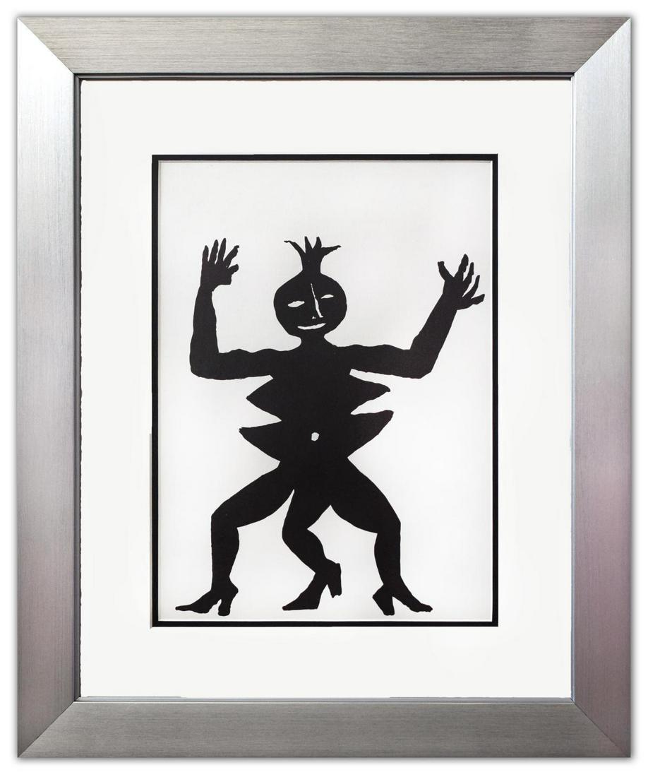 Alexander Calder- Lithograph "DLM212 - Mama Citron": Artist: Alexander Calder. Medium: Lithograph. Title: DLM212 - Mama Citron. Size (Unframed): 15" x 11". Size (Framed): 23" x 19". Certificate of Authenticity: Is included. Additional: Custom framed. Re