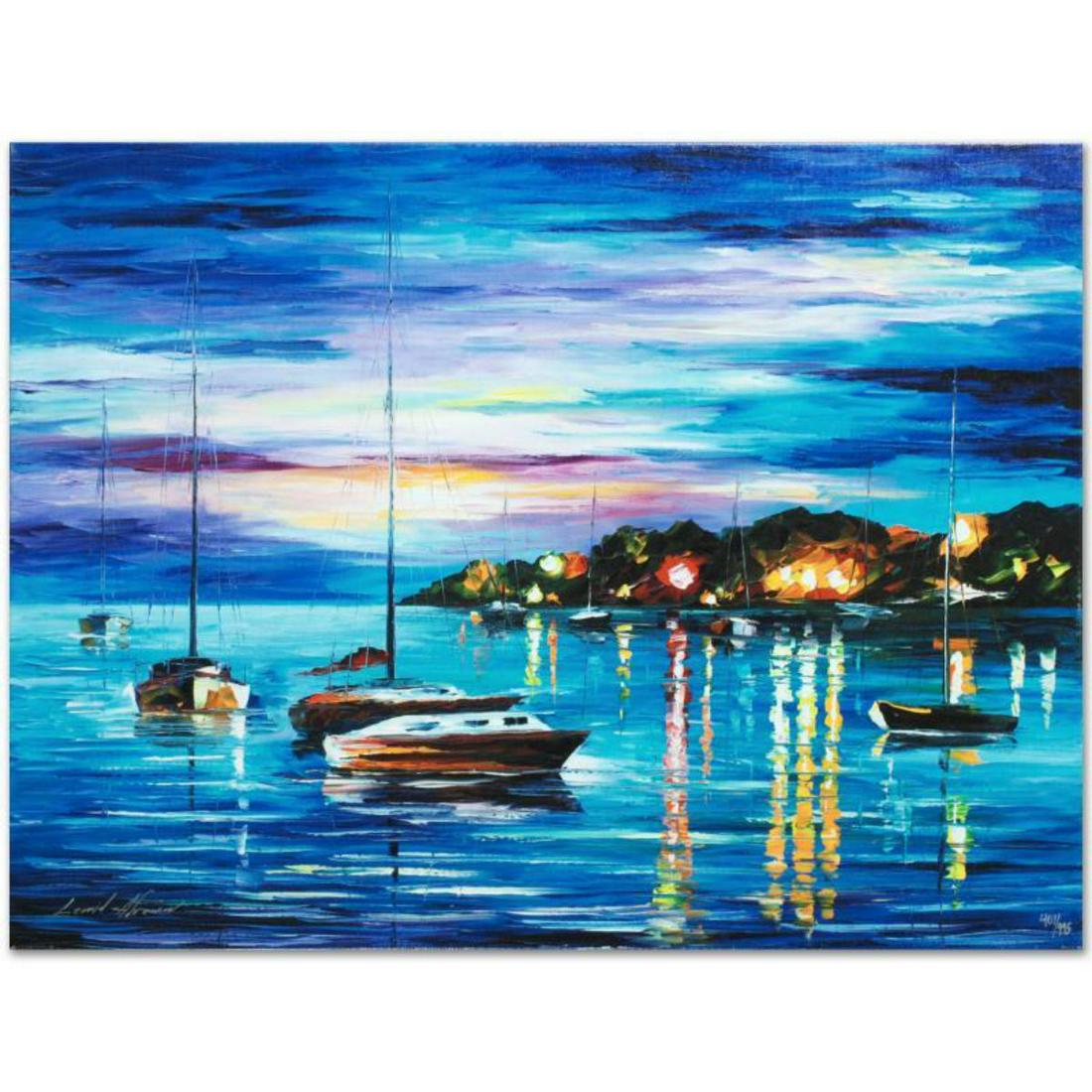 Leonid Afremov (1955-2019) "Out All Night" Limited: Leonid Afremov's (1955-2019) masterful use of color and texture make his paintings unique collectibles that are sure to brighten any wall. "Out All Night" is a limited edition giclee on canvas. The pi
