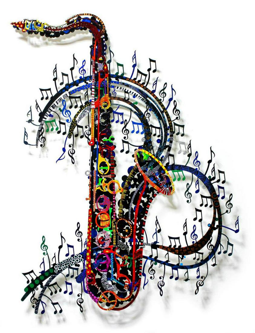 Patricia Govezensky- Original Painting on Cutout Steel: Artist: Patricia Govezensky. Medium: Original Painting on Cutout Steel. Title: Orchestra. Size (Unframed): 37" x 28". Certificate of Authenticity: From the publisher. Additional: 3 Layers of Cutout St