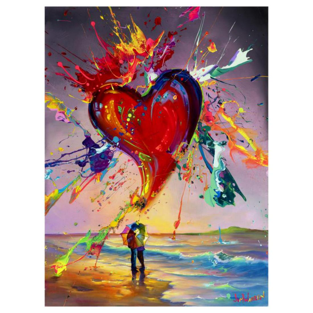Jim Warren, "Love is in the Air" Hand Signed, Artist: "Love is in the Air" is an AP numbered, artist embellished limited edition giclee on canvas by Jim Warren. The piece is hand signed and accompanied by a certificate of authenticity. Measures approxima