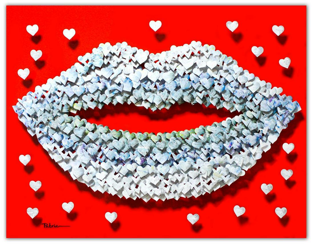 Patricia Govezensky- Original 3D Metal Art on Wood: Artist: Patricia Govezensky. Medium: Original 3D Metal Art on Wood. Title: Lips. Size (Unframed): 27.5" x 35.5". Certificate of Authenticity: From the publisher . Reference# 15878.
