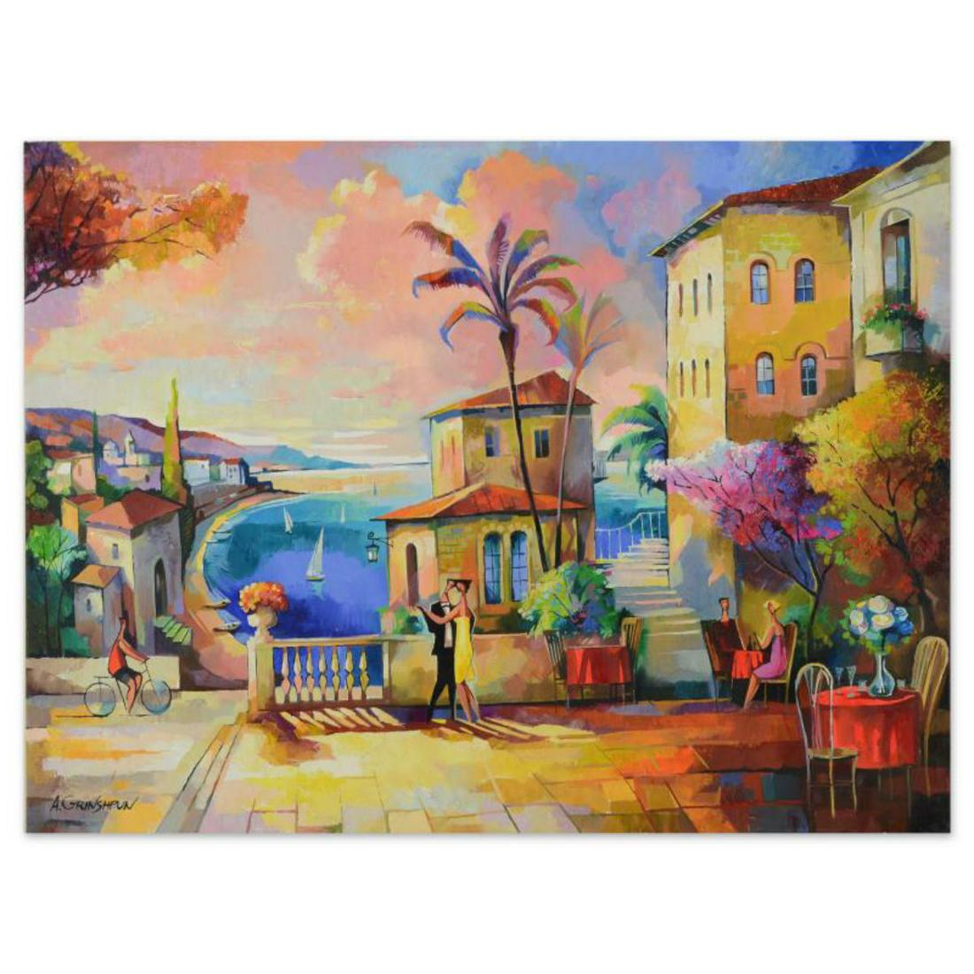 Alex Grinshpun, "Twilight Time In Italy" Original Oil: "Twilight Time In Italy" is an original oil painting on stretched canvas by Alex Grinshpun, hand signed by the artist. Includes Letter of Authenticity. Measures approx. 16" x 20" (image). Reference #: