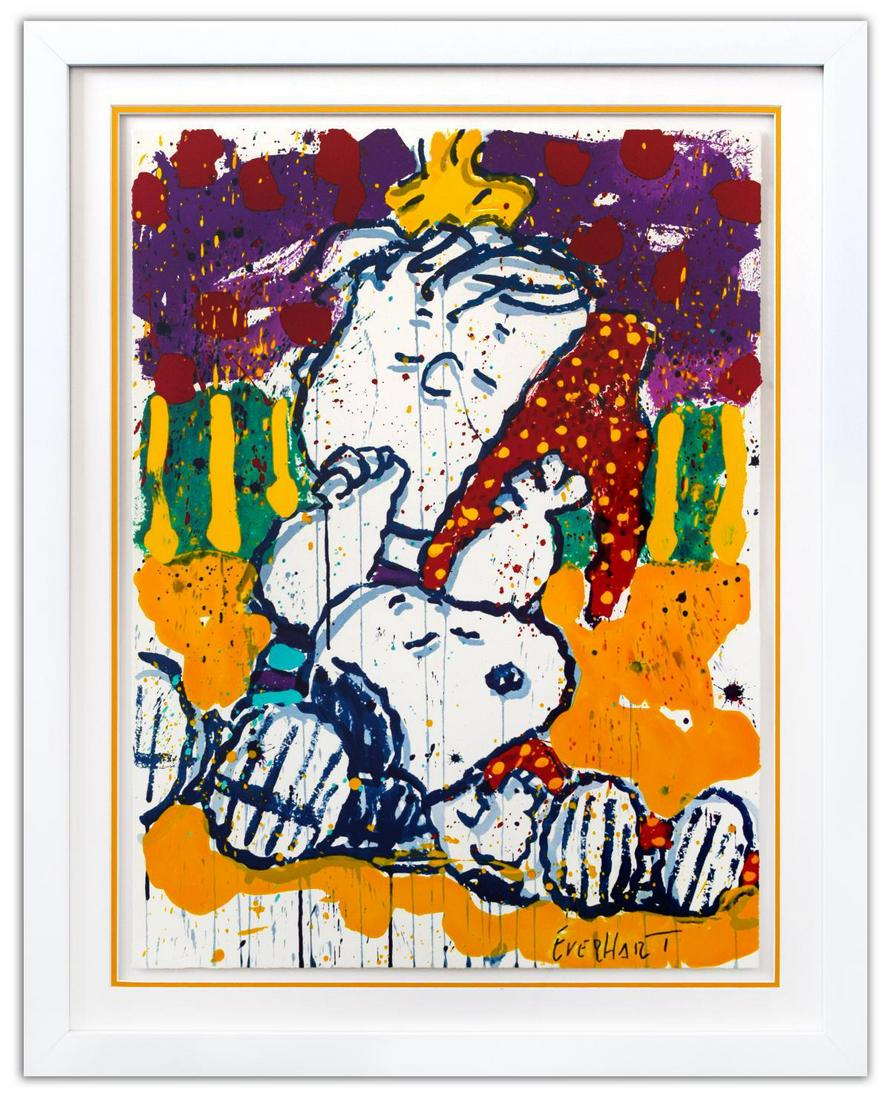 Tom Everhart- Hand Pulled Original Lithograph "Who: Artist: Tom Everhart. Medium: Hand Pulled Original Lithograph. Title: Who Placed the Wake Up Call. Size (Unframed): 30" x 22". Size (Framed): 38" x 30". Certificate of Authenticity: From the publisher