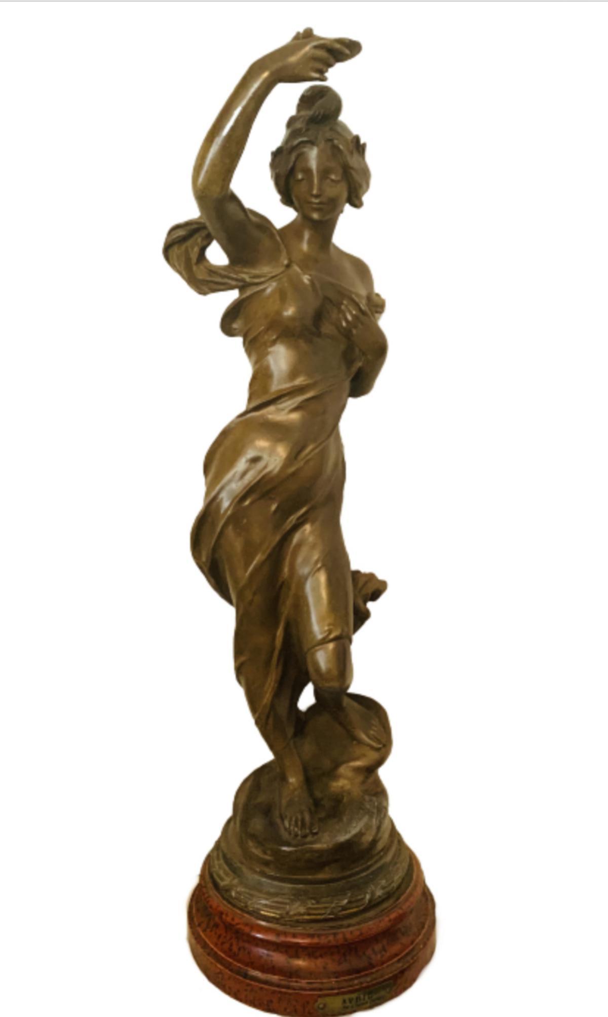 After Par J. Causse Bronze Sculpture "Avril": Artist: After Par J. Causse. Medium: Bronze Sculpture. Title: Avril. Size: 22x8x8". Additional: From the Estate of Mrs. Cohen - Paris france. Reference# 31150.