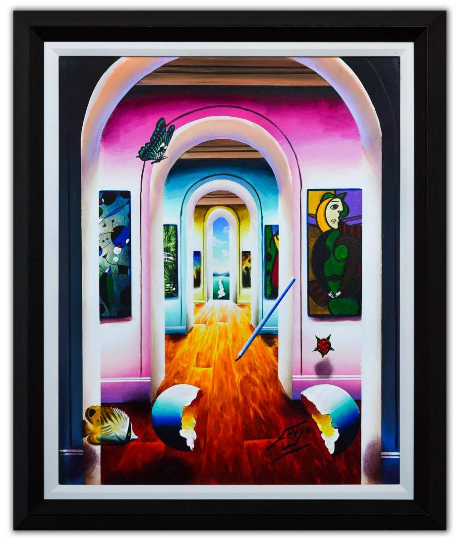 Ferjo- Original Oil on Canvas "Miro and Picasson Pink" (1 of 3)