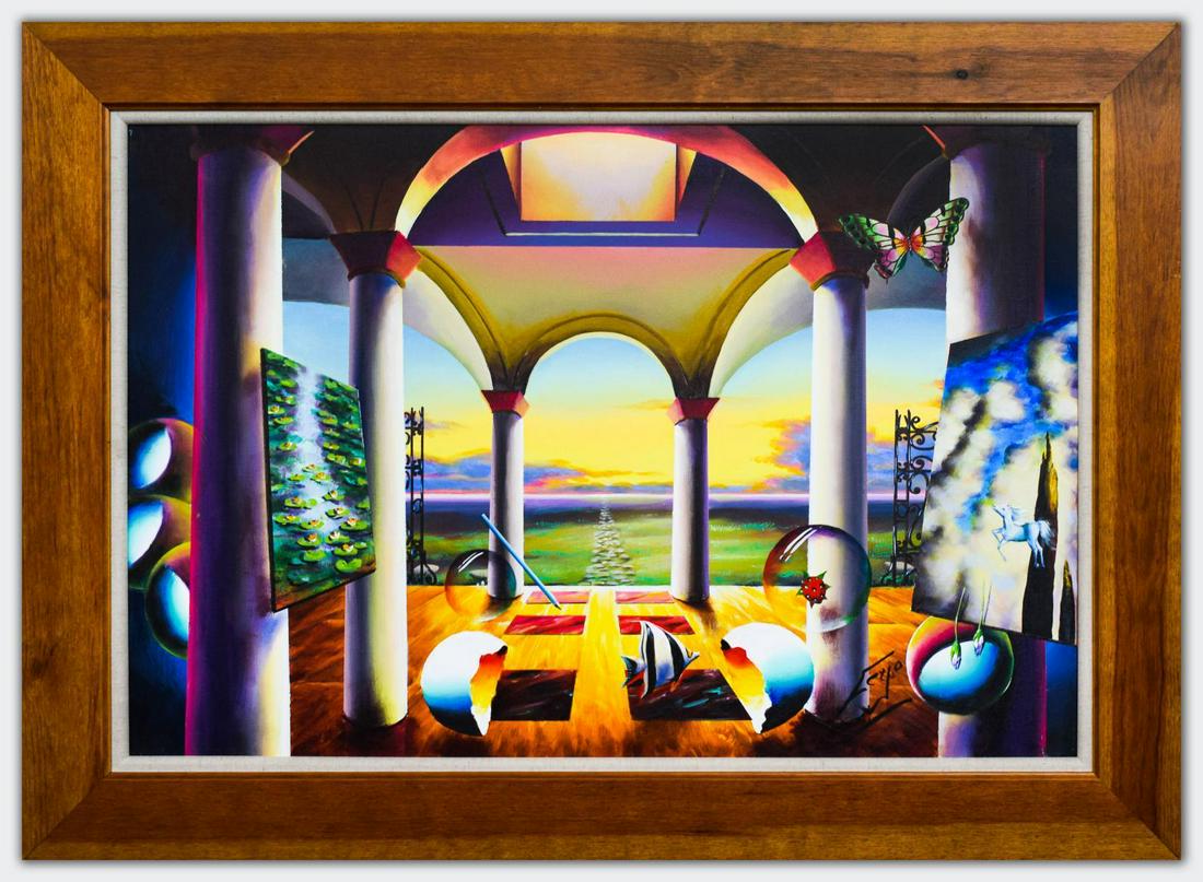 Ferjo- Original Oil on Canvas "Majestic White Horse": Artist: Ferjo. Medium: Original Oil on Canvas. Title: Majestic White Horse. Size (Unframed): 24" x 36". Size (Framed): 32" x 44". Certificate of Authenticity: Is included. Additional: Custom framed. R