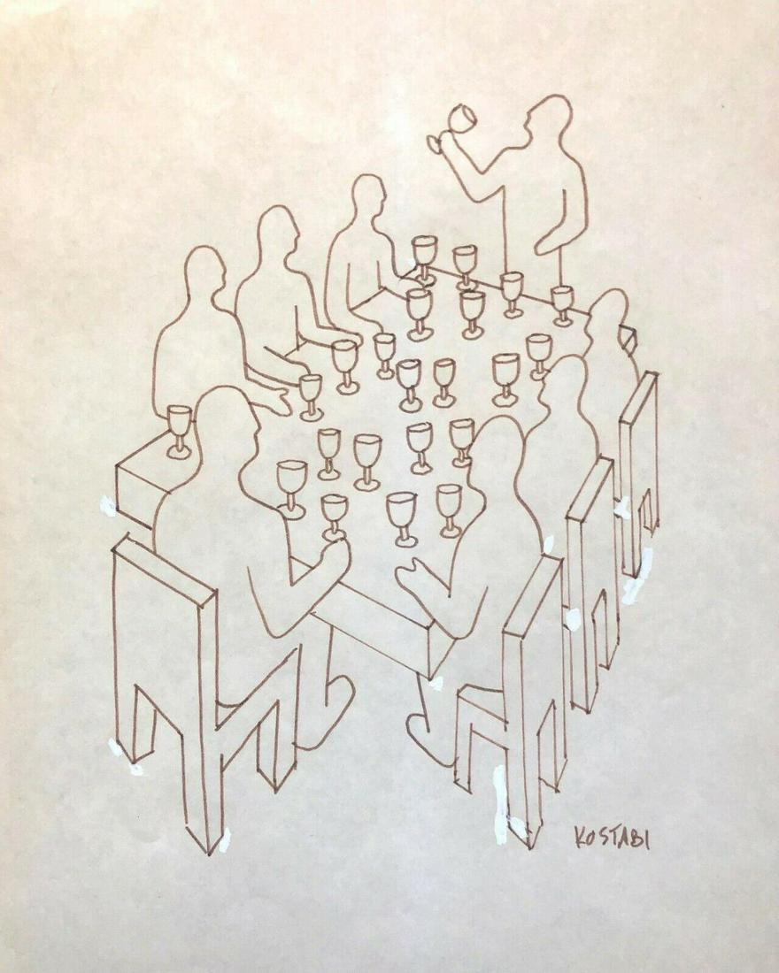 Mark Kostabi Original Line drawing on paper (1 of 1)