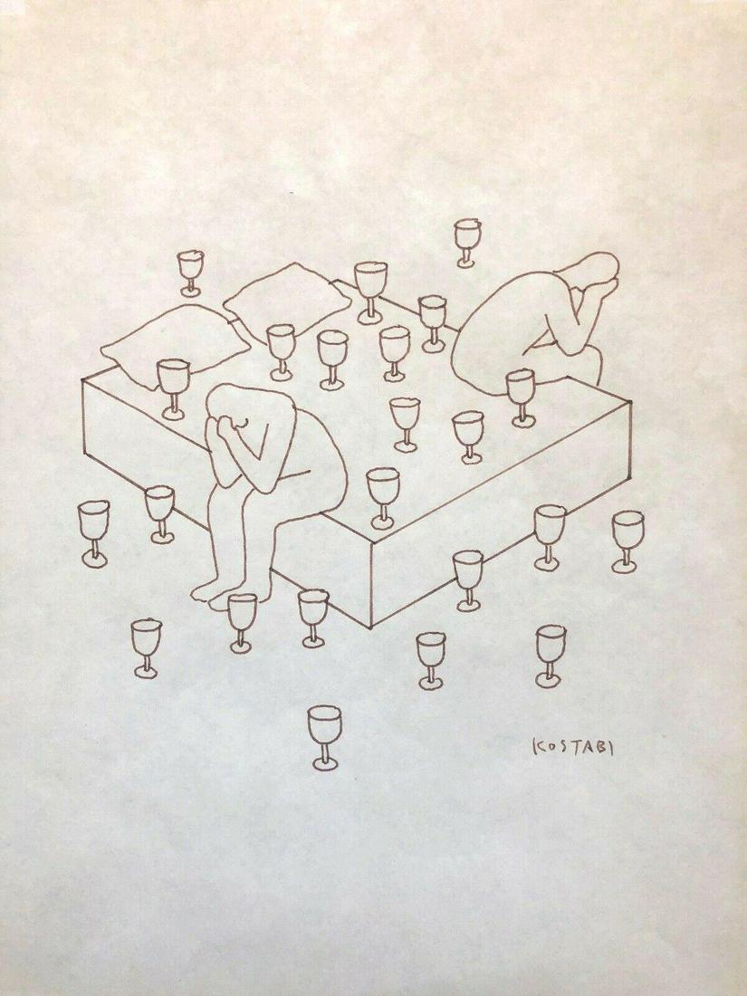 Mark Kostabi Original Line drawing on paper (1 of 1)