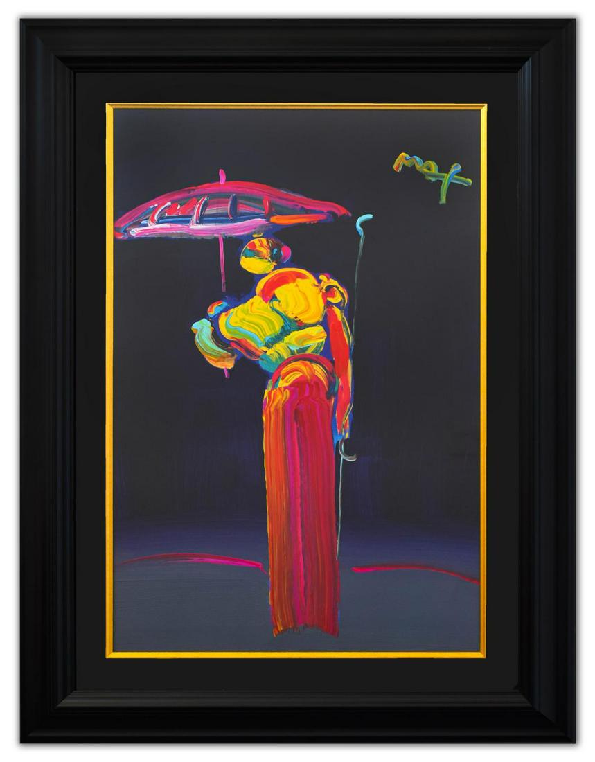 Peter Max- Original Mixed Media "Umbrella Man with (1 of 4)