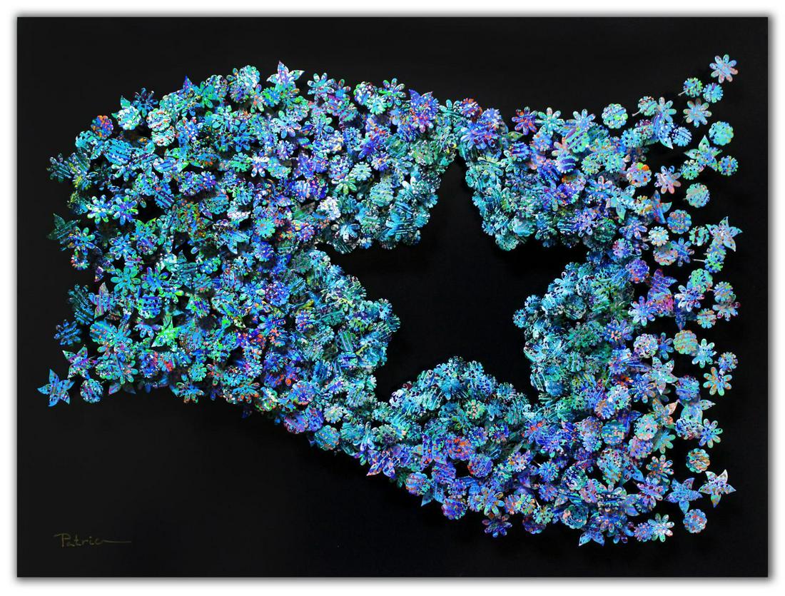 Patricia Govezensky- Original 3D Metal Art on Wood: Artist: Patricia Govezensky. Medium: Original 3D Metal Art on Wood. Title: Flag of Star. Size (Unframed): 24" x 31.5". Certificate of Authenticity: From the publisher. Reference# 13866.